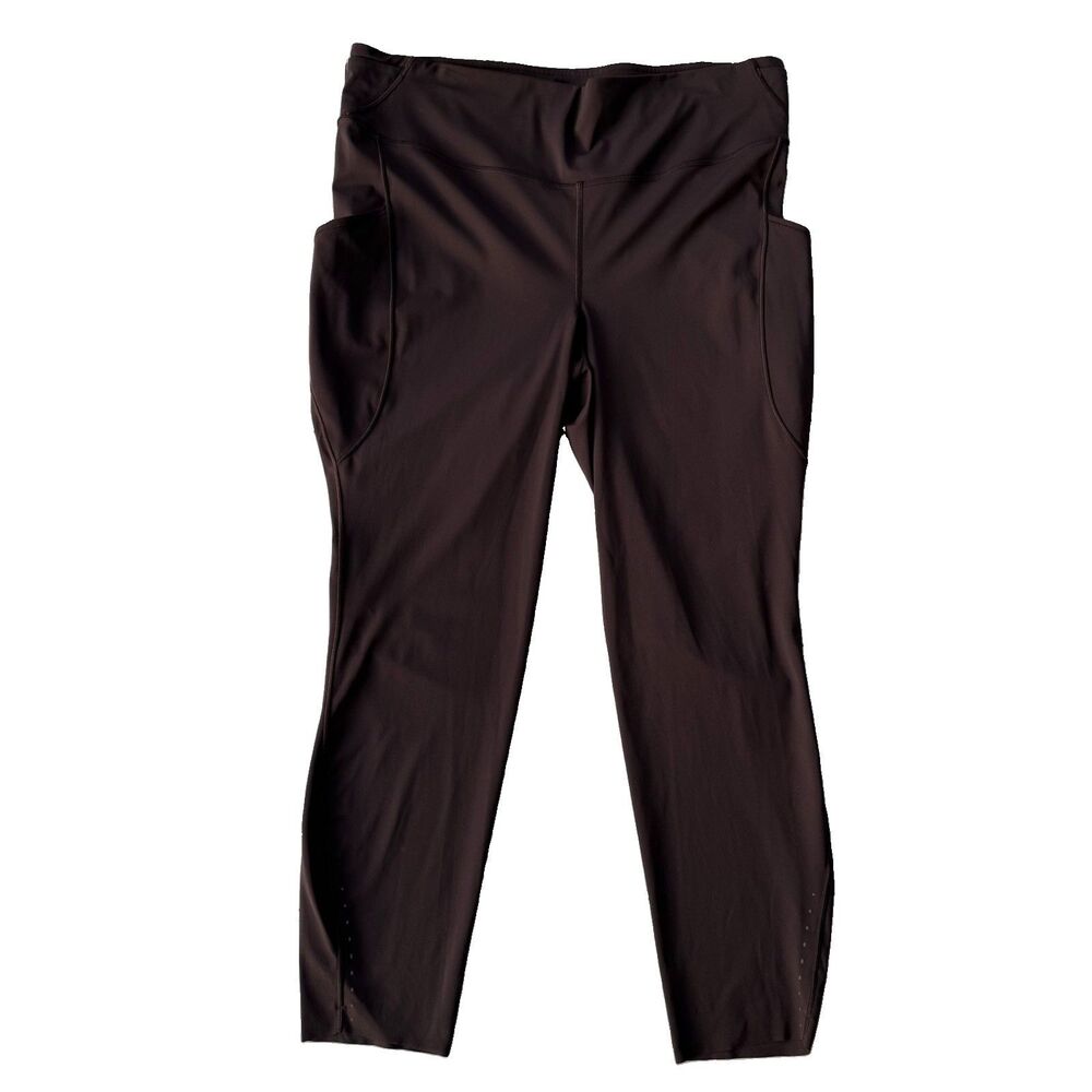 Lululemon Brown Fast Free High-Rise Cropped Leggings Size 16 -25” Inseam Pockets